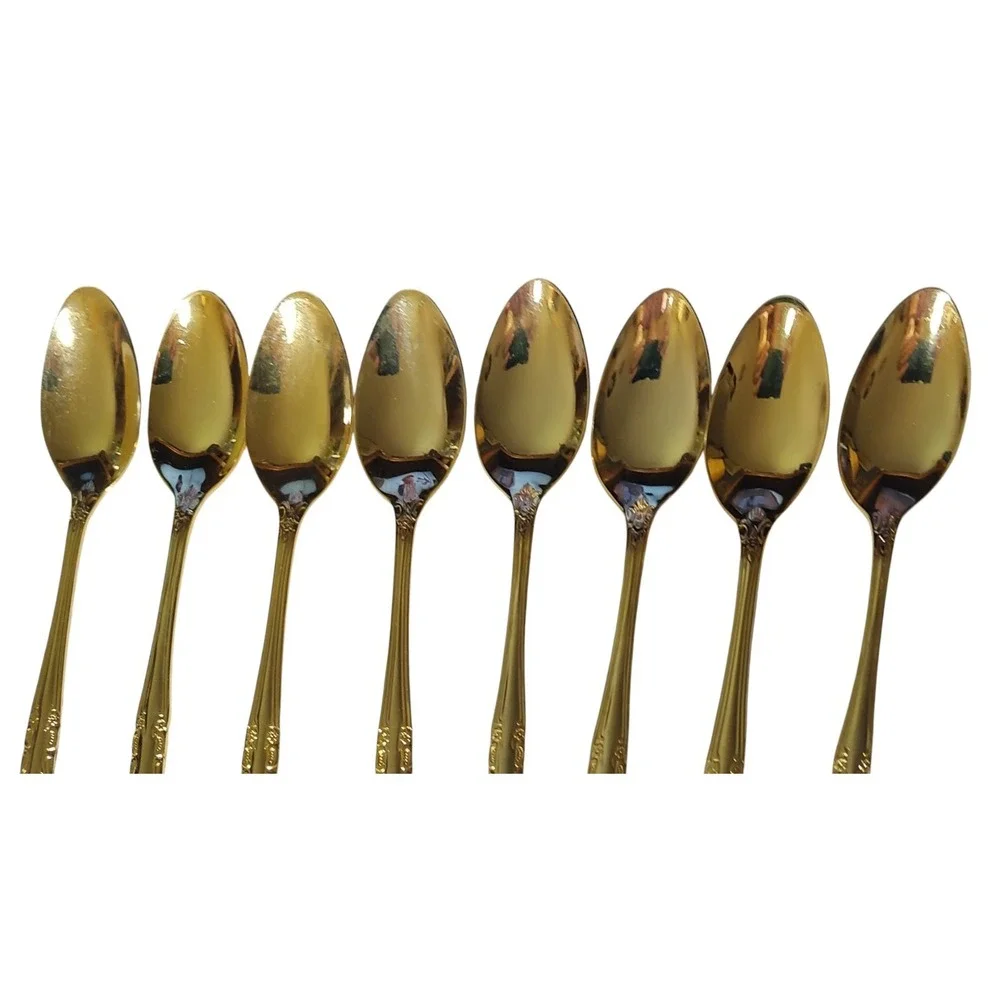 Hanford Forge HF Ltd Gold Pierced Rose Versaolles‎ Stainless Flatware 40 pcs SEE
